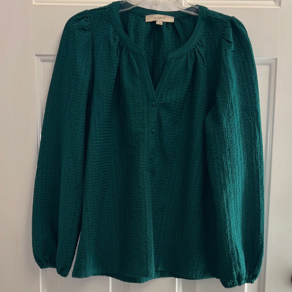 Bundle 2/$20 LOFT Teal Textured Women's Blouse